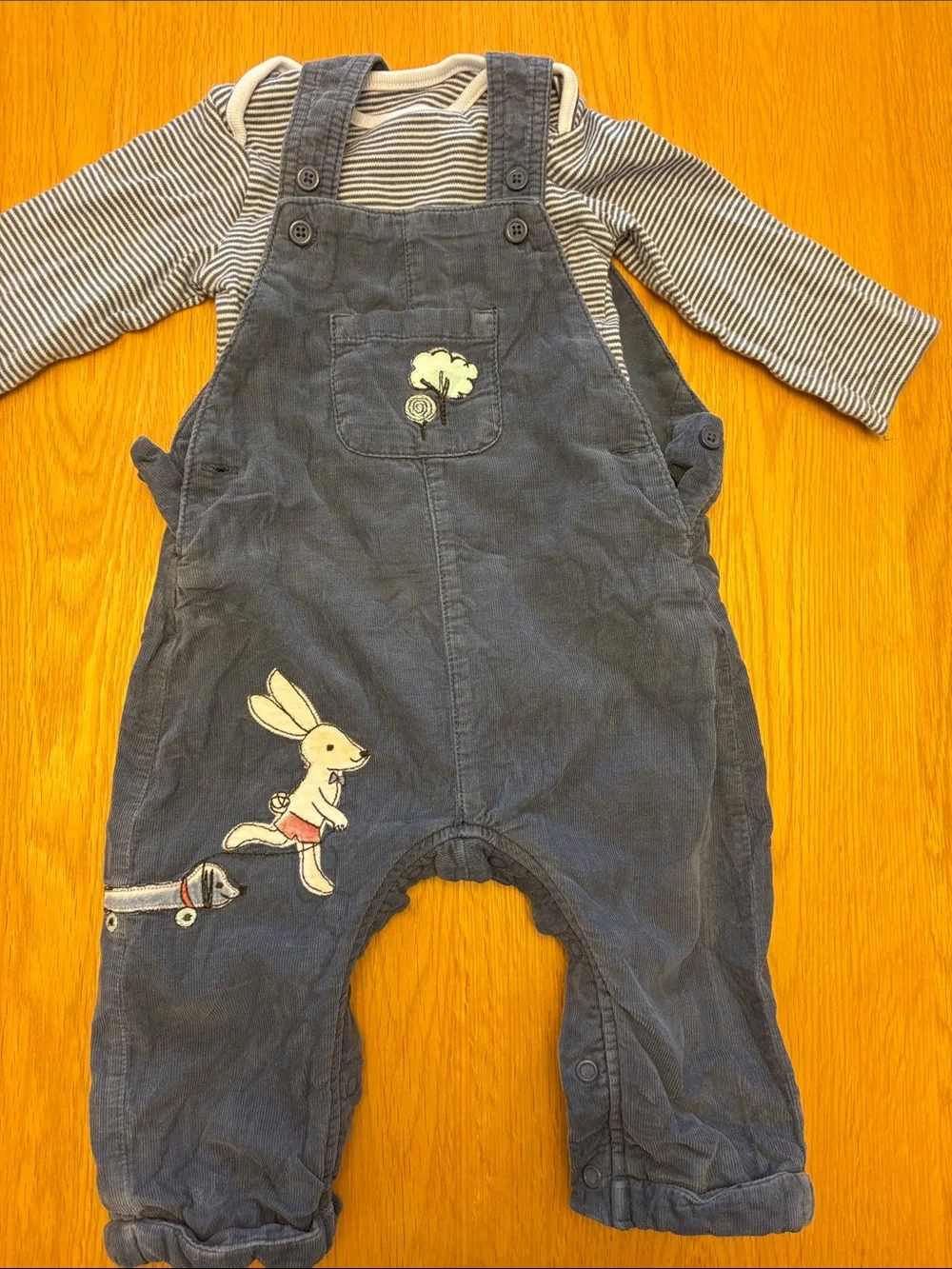 Perfect for Fall- Baby Overalls Trio with Long Sleeve Layered Styles 9-12 months